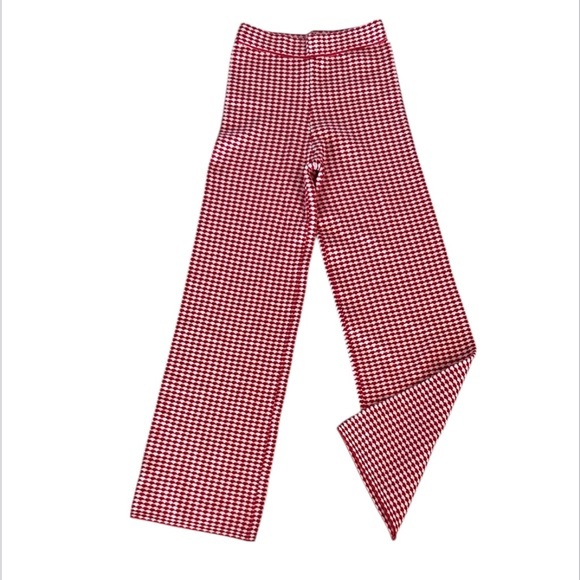 Princess Polly wide leg knit Red Houndstooth Pants size small medium - Picture 1 of 11